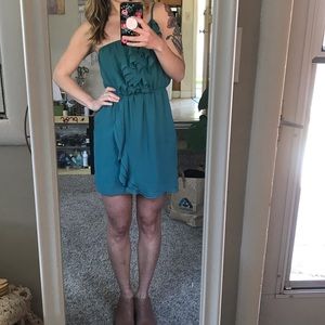 BCBGeneration Emerald Chiffon Asymmetrical Dress